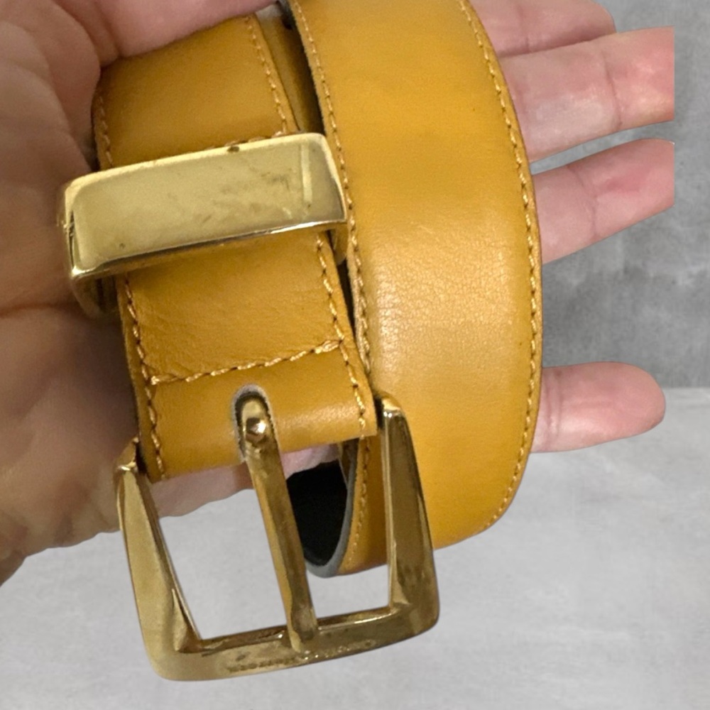 Carolina Herrera Womens 32 Belt Caramel Leather Spain Vintage